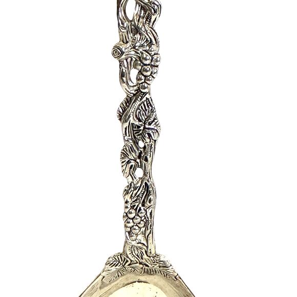 Godinger Grapevine Heavy Ornate 11" Pierced Handle Silver Plate Serving Spoon! - Picture 3 of 7